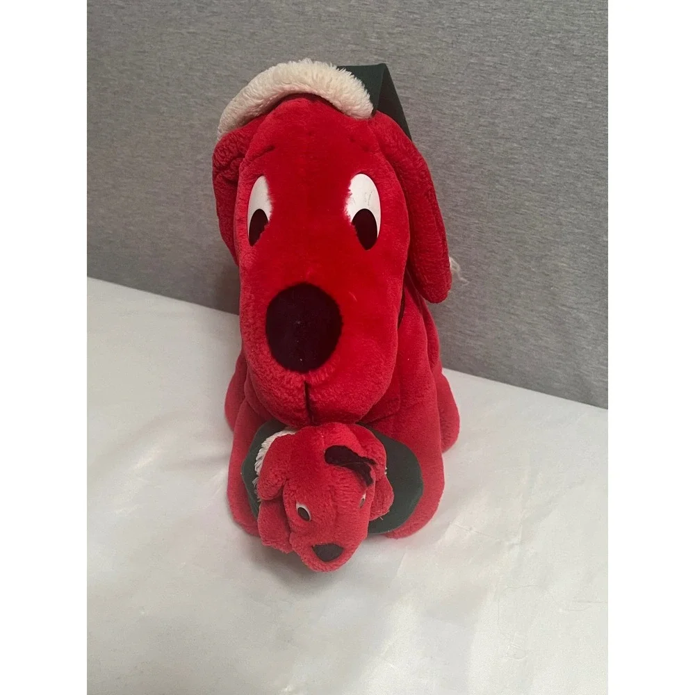 Vintage 1992 Dakin Clifford the Big Red Dog Christmas Plush Toy with Puppy 11